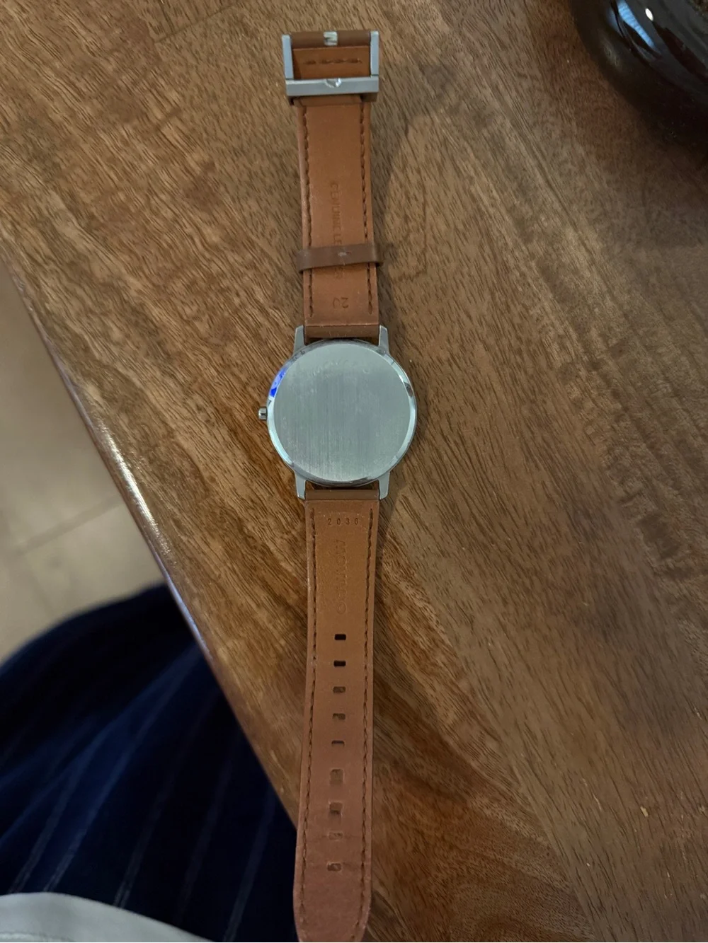 Movado Brown Leather Strap Smartwatch with White Dial